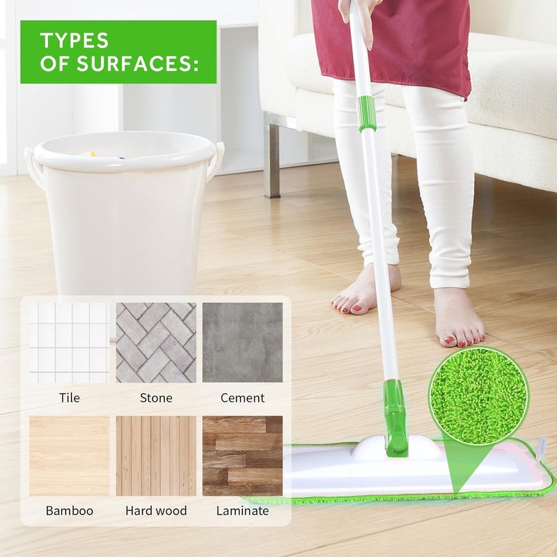 Panda Grip 16.5 inch Mop Pads Refills, 3 Pack Microfiber Reusable Replacement Mop Pads Flat Replacements Heads for Wet Or Dry Floor Cleaning and Scrubbing, Green Cloth - Image 5